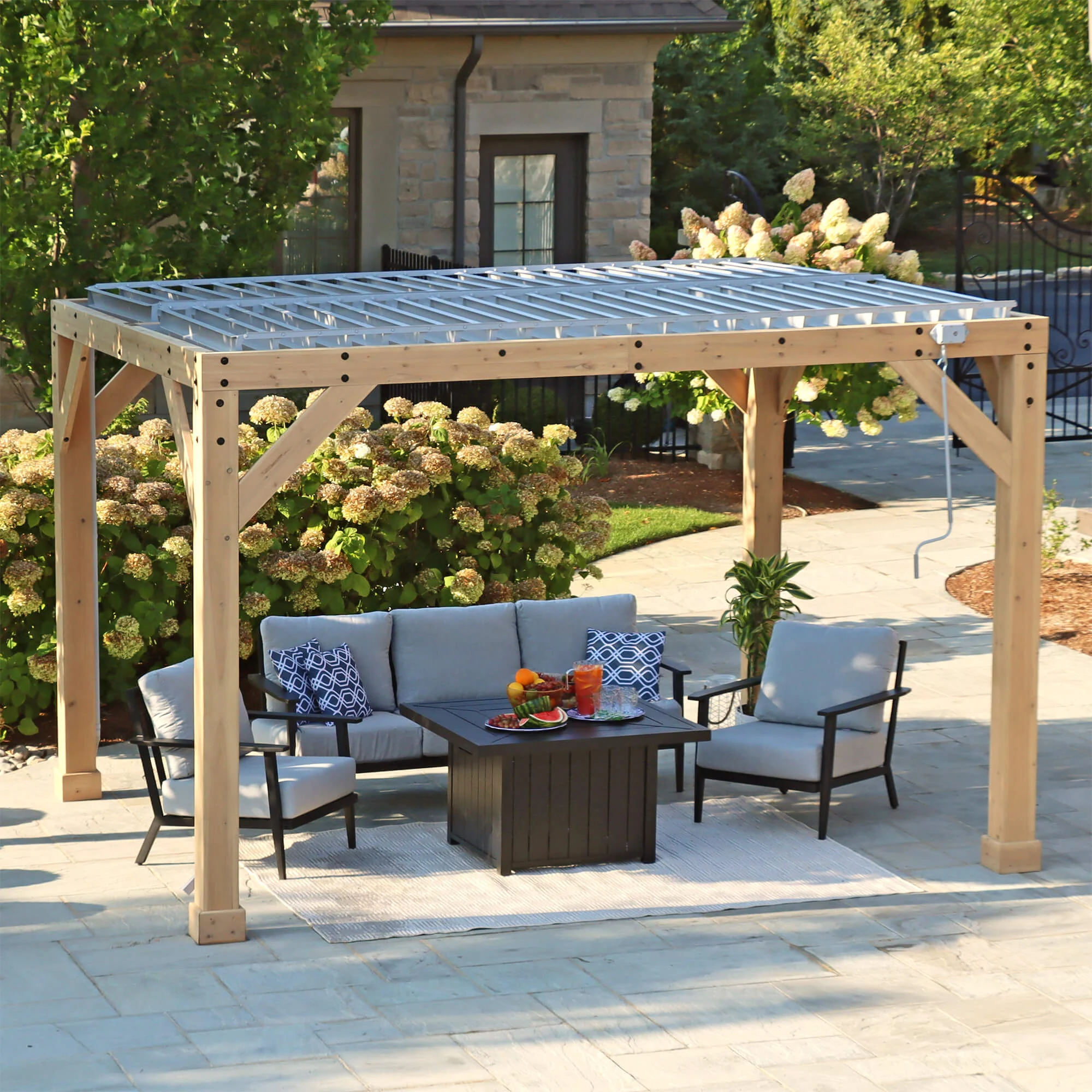 10 x 12 Meridian Wooden Louvered Pergola - Image 4